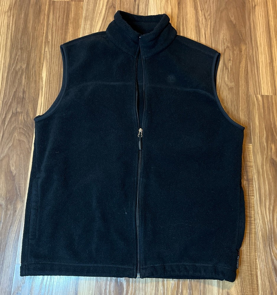 TIMBERLAND  Vintage Y2K Men's Size XL Black Fleece Full Zip Black Vest EUC