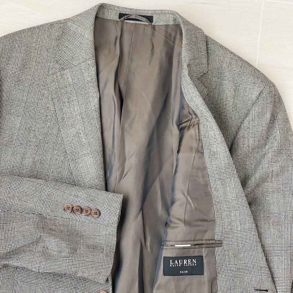 Lauren Ralph Lauren Sport Coat Mens 46R Wool Houndstooth Two Button Blazer