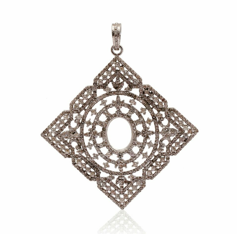 Diamond Handmade Pendant Charm 925 Silver Pave Diamond Antique Pendant Gift.