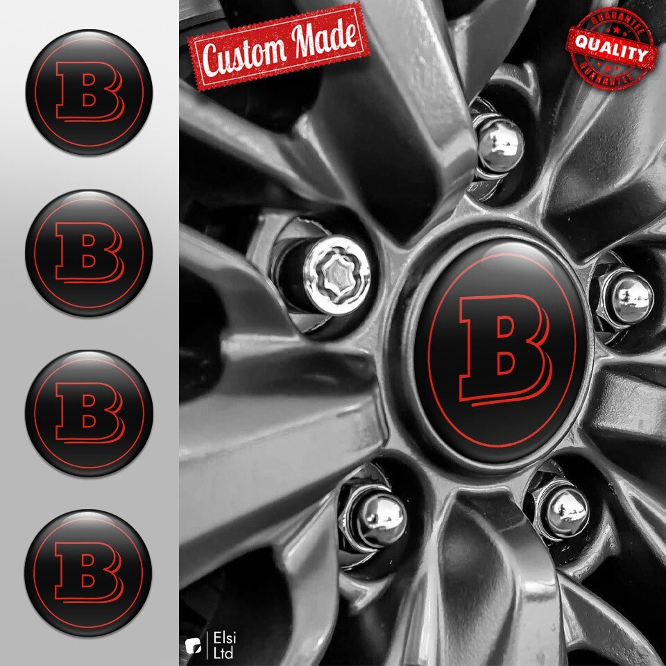 Brabus Wheel Cap Decals Set 4pcs Custom Rim Emblems