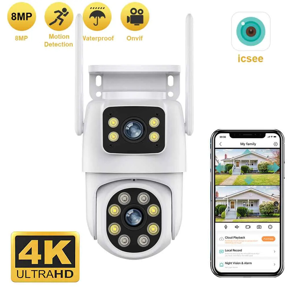 4MP Dual Lens Dual Screen Outdoor WiFi Camera with Auto Tracking HD