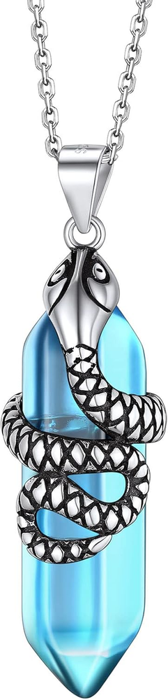 Crystal Necklace Sterling Silver Olive Leaf/Snake Wrap Clear Quartz Birthstone P