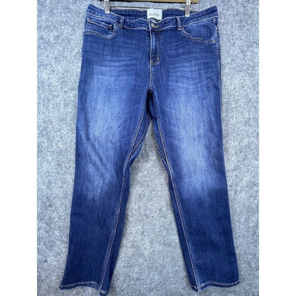 Du/er Jeans Mens 33 Blue Straight Slim Taper Stretch