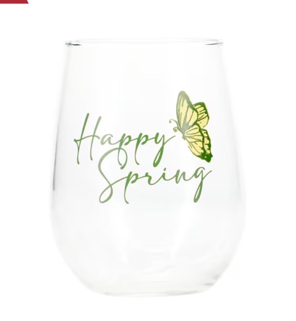 Spring Stemless Wine Glasses Set of 4 Seasonal Holiday Cheer