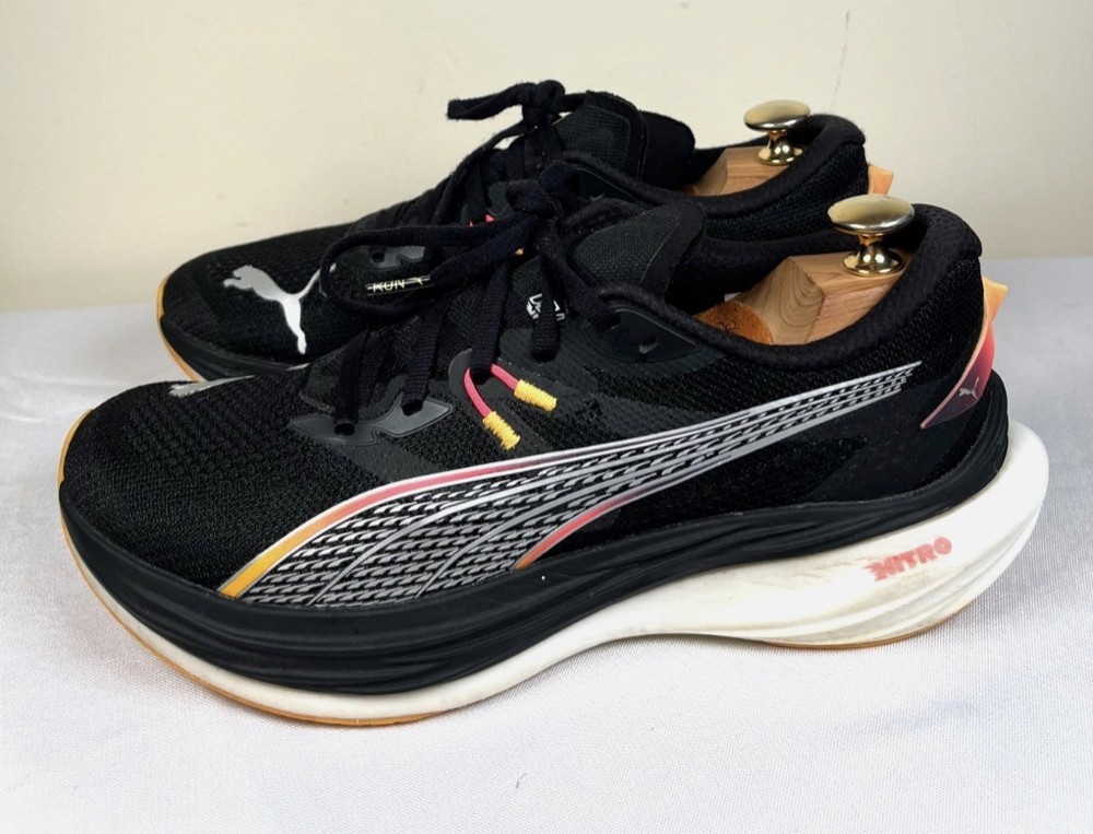 Size 9.5 - PUMA Women's Deviate Nitro 3 Black Sunset Glow Running Shoes
