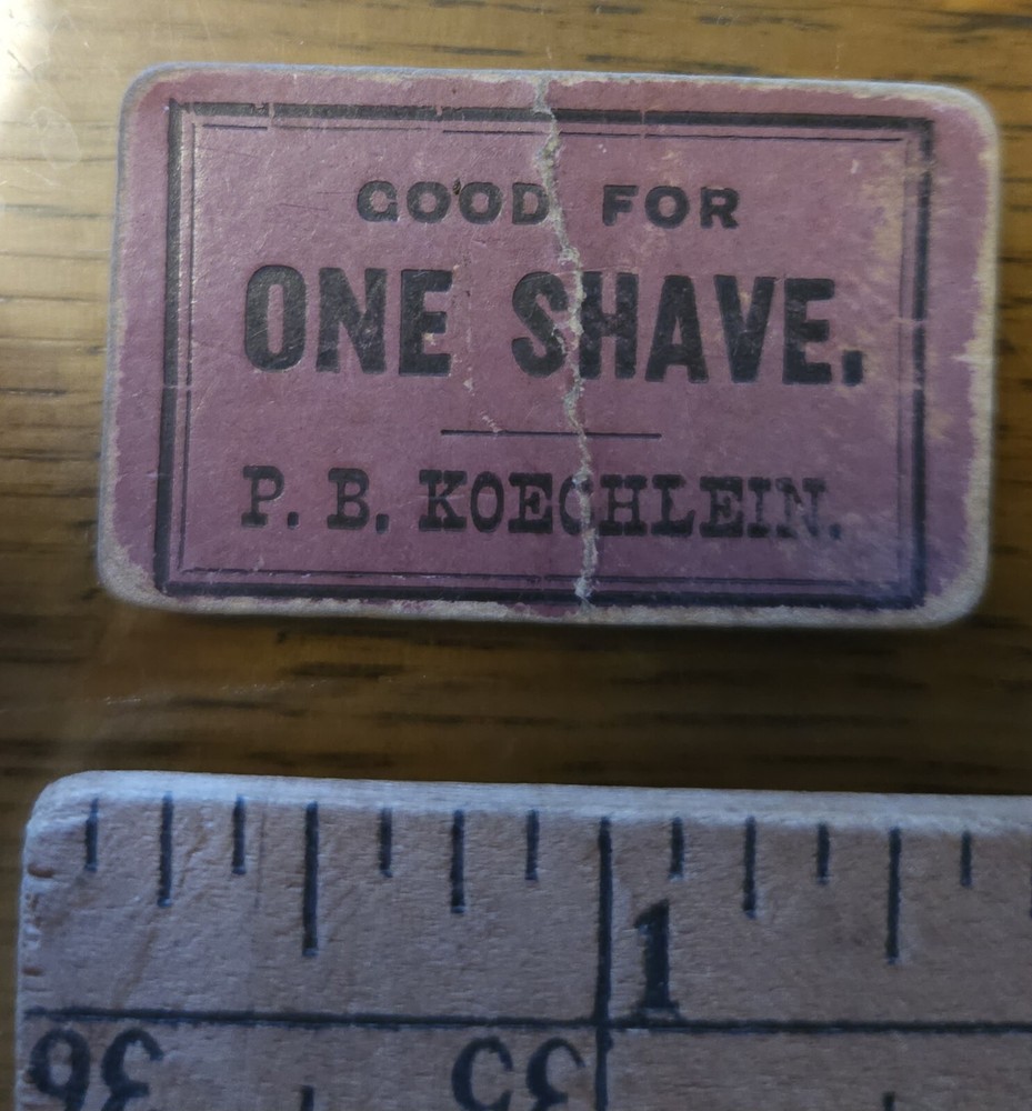1880 Shave Barber Coupon Ticket Peter Koechlein LIVED Brooklyn New York City NYC-image