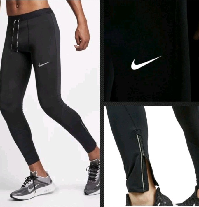 Nike Men's Dri Fit Tech Power Mobility Running Tights AJ8000-010 Black Size XL
