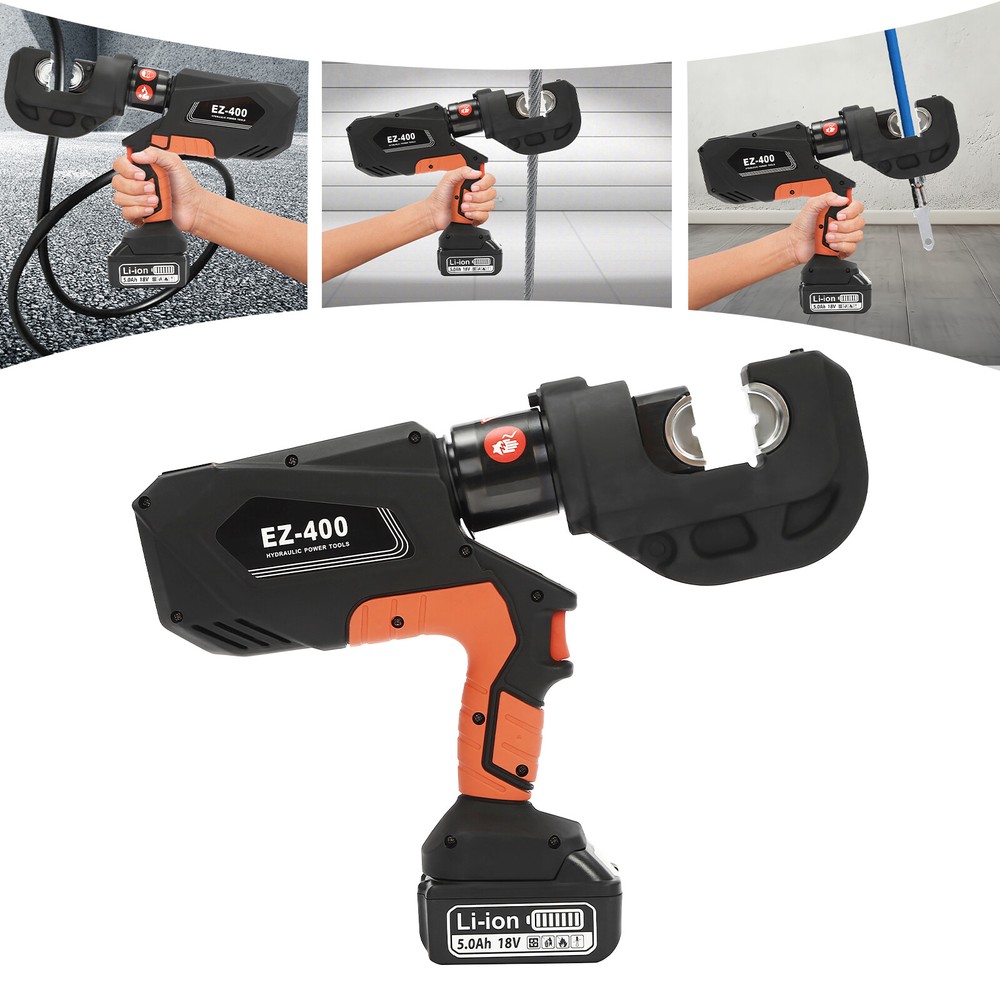 EK-400 Cordless Electric Hydraulic Plier Crimper with 2 Batteries  