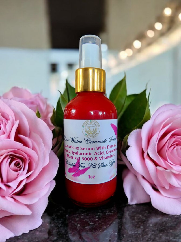 Luxury Serum with Rose Water Hyaluronic Acid Ceramide Matrixyl 3000 Vitamin C 1oz