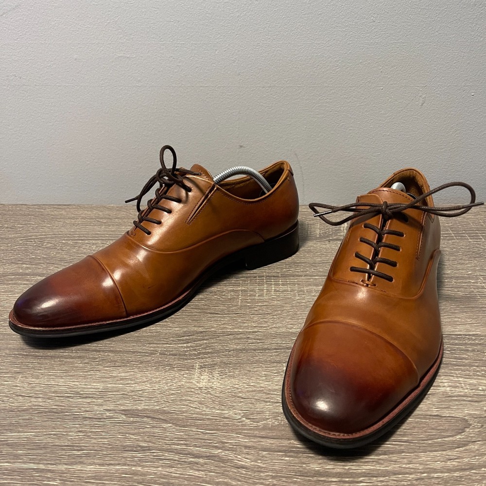 Kenneth Cole New York Men's Tully Lace Up Cap Toe Oxford Cognac Size 10M Dress