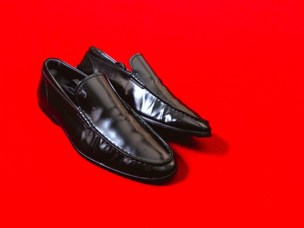 TODS Men Black Glitter Leather Loafers US 7 / EU 39 - 40 / UK 6 Moccasins Shoes