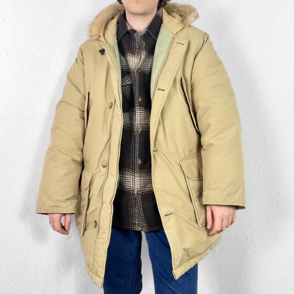 Retro 90s Vintage Duck Down Parka Hooded Fur Puffer Jacket for Ski Hunting