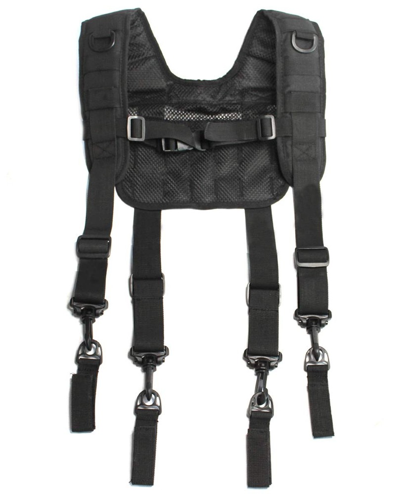 Tactical Outdoor H-Harness Duty Belt Suspenders Black (Battle Belt not Included)