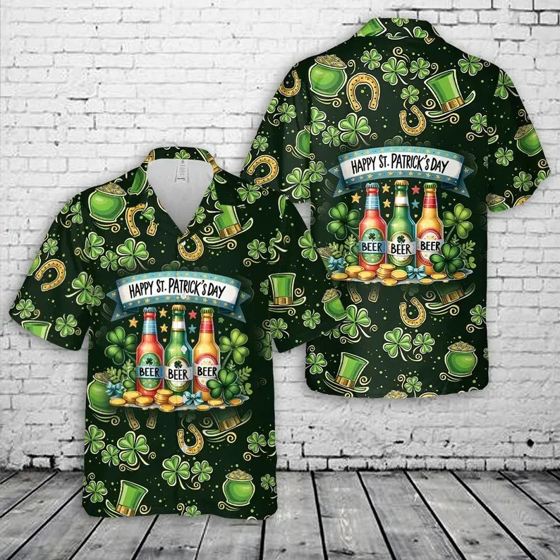 St Patrick's Day Beer Hawaiian Shirt St Paddy's Irish Lucky Party Festival Gift