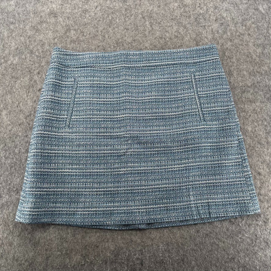 Ann Taylor Loft Blue White Striped Pocket Tweed Pencil Skirt Size 16 NEW