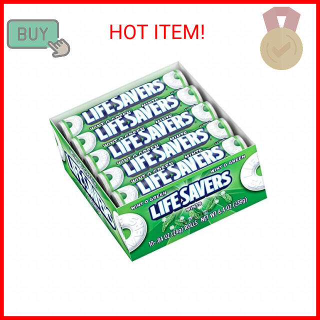 LIFE SAVERS Wint-O-Green Mints Rolls Single Size .84 Ounce 20-Count Box