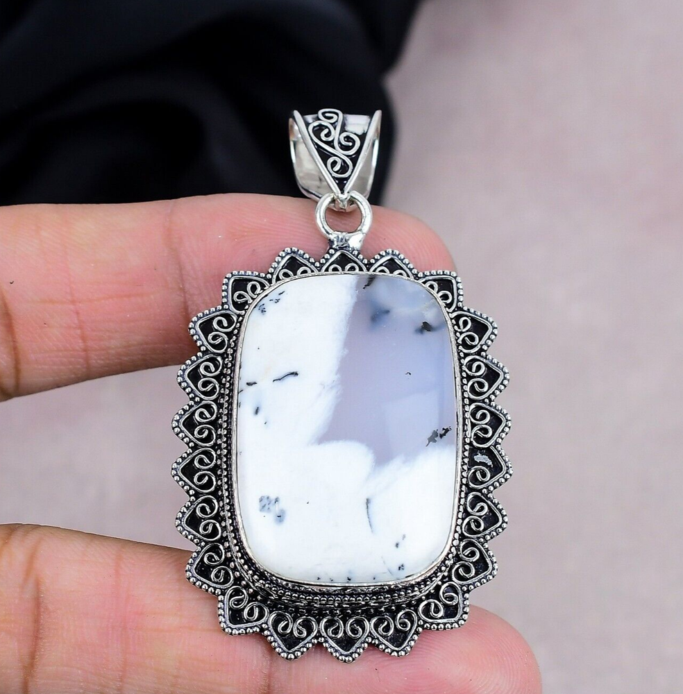 Dendrite Opal Gemstone Pendant 925 Sterling Silver Pendant Jewelry Wadding Gift