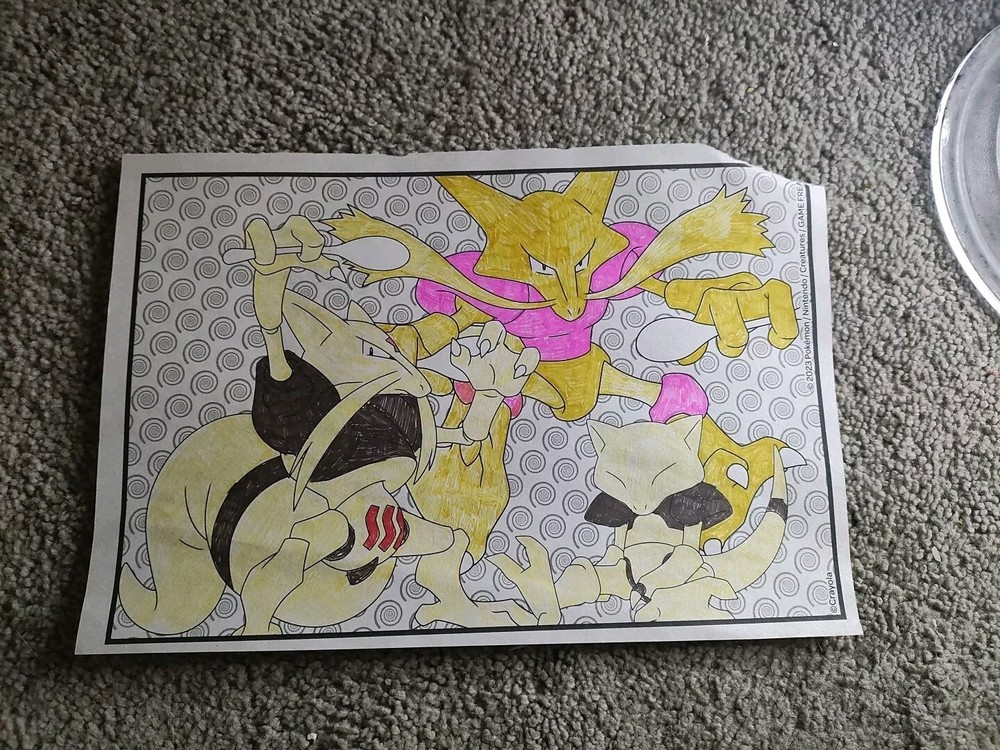 Hand Inked Shiny Abra Line Pokemon Art Collectible