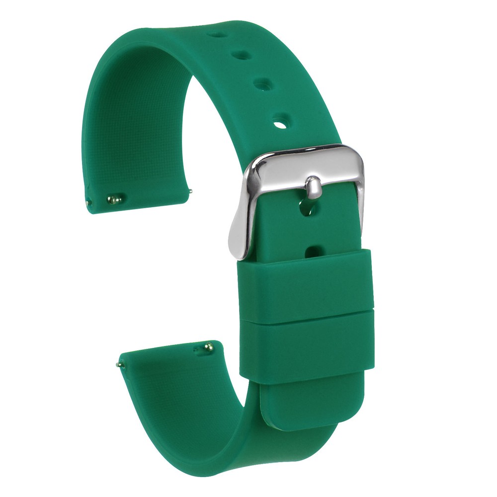 Silicone Watch Band 14mm Quick Release Soft Rubber Watch Strap, Dark Green