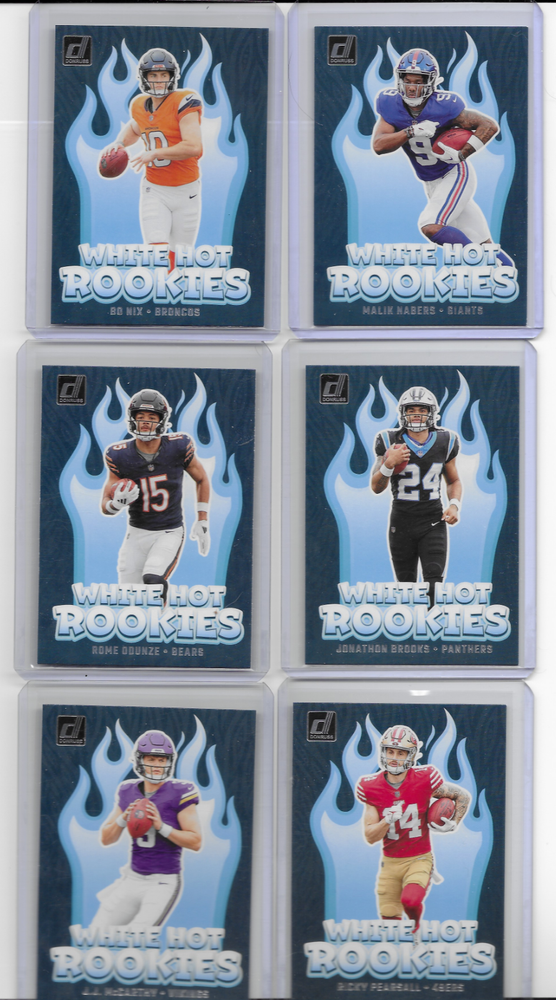 2024 Donruss White Hot Rookies Insert Lot Featuring Bo Nix JJ McCarthy Rome Odunze and More