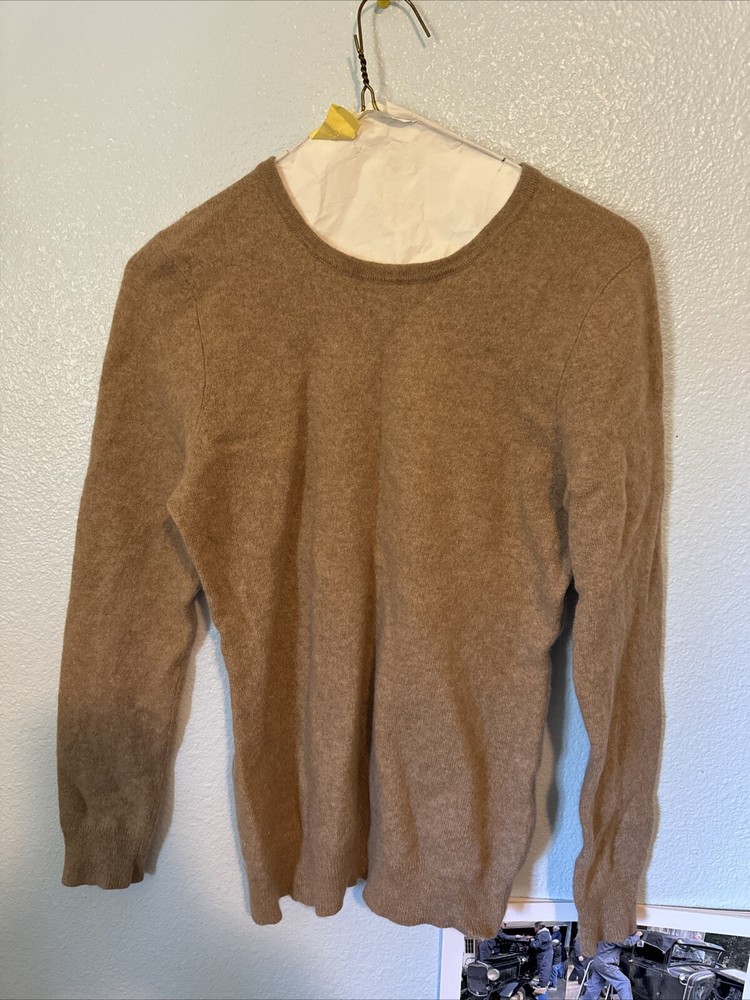 Charter Club Luxury 100% Cashmere Camel Crew neck Sweater Size L