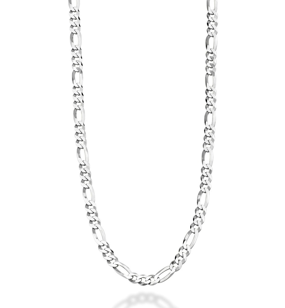 Miadonna 925 Sterling Silver Italian 5mm Diamond-Cut Figaro Chain Necklace for Women