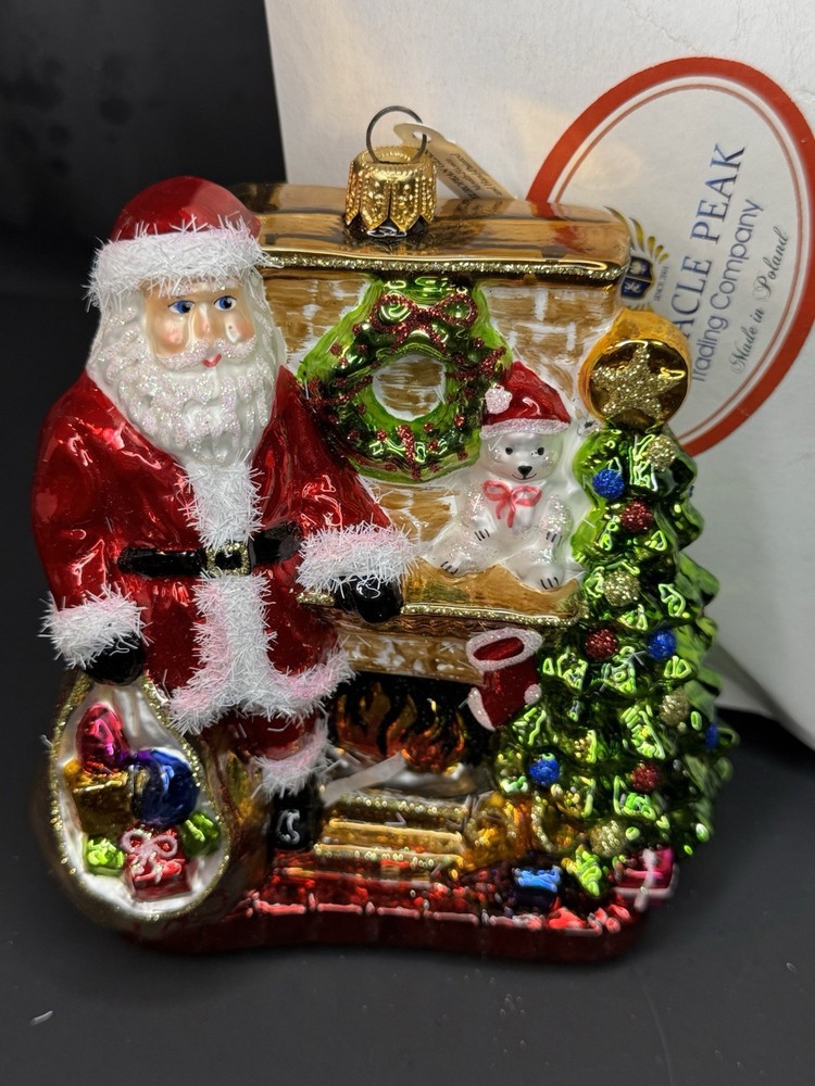 Pinnacle Peak Trading Santa Polish Glass Christmas Ornament Poland