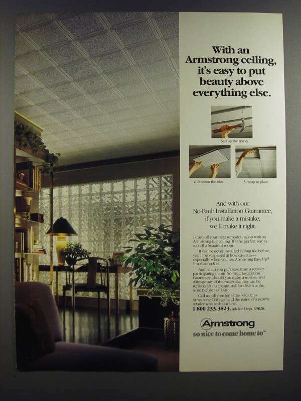 1986 Armstrong Ceiling Tile Ad - Easy Way to Add Beauty Overhead