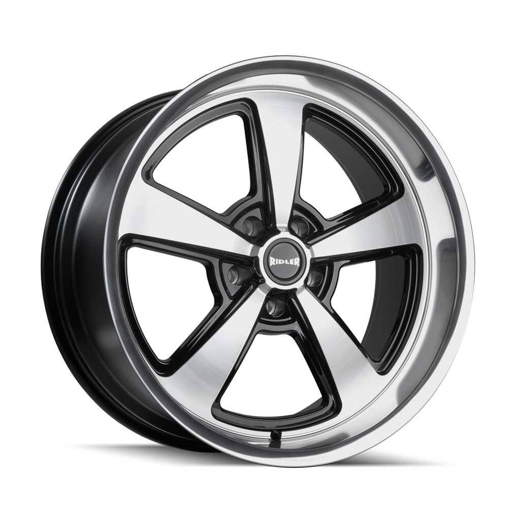 RIDLER 652 652 GLOSS BLACK WITH DIAMOND CUT FACE & LIP 18X8 5-114.3 0MM 83.82MM