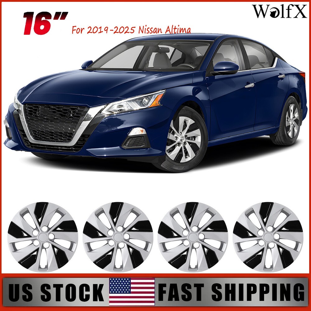 2019-2023 Nissan Altima 16-Inch Snap-On Wheel Covers Silver Black Hubcaps