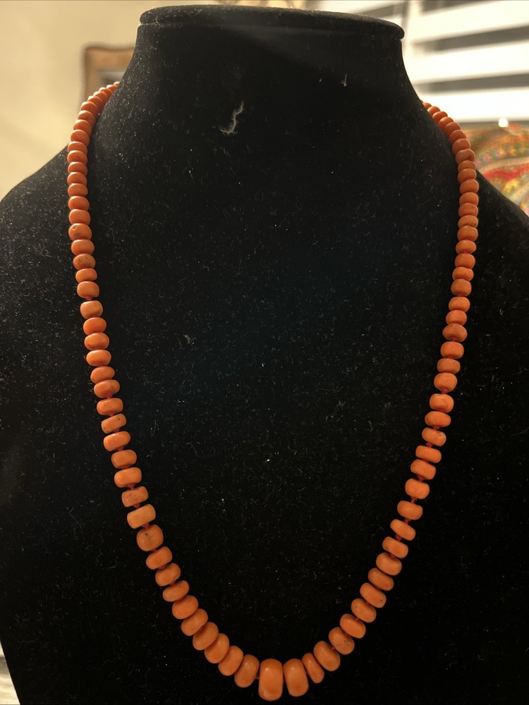 antique mediterranean coral necklace beads salmon