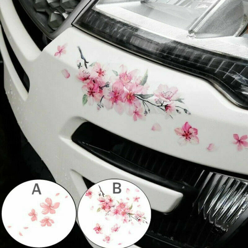 2X Pink Cherry Car Stickers Flower Decal Windshield Window Sticker Accessories