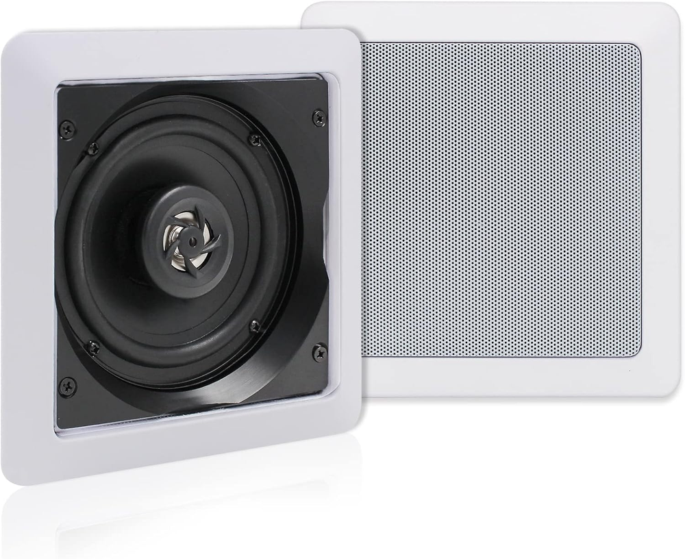 5.25 Inch Passive Ceiling Speakers Pair, 160W 2-Way in Wall Speaker, Square Flus