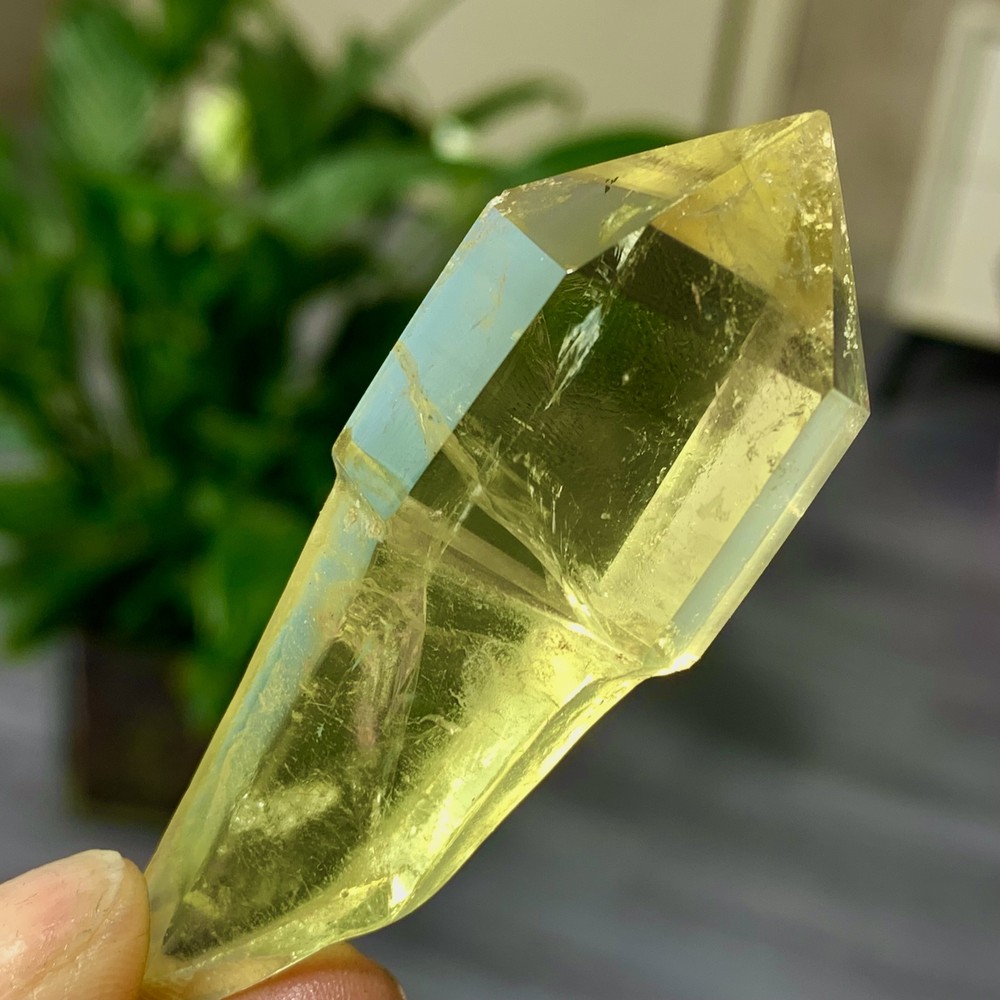35G Natural Citrine Quartz Obelisk Crystal Double Point Wand Reiki Healing Gem