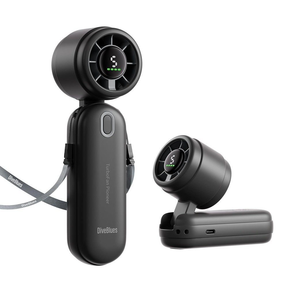 Diveblues iTurbo Portable Handheld Turbo Fan, 5 Gear High 4000mAh, Black