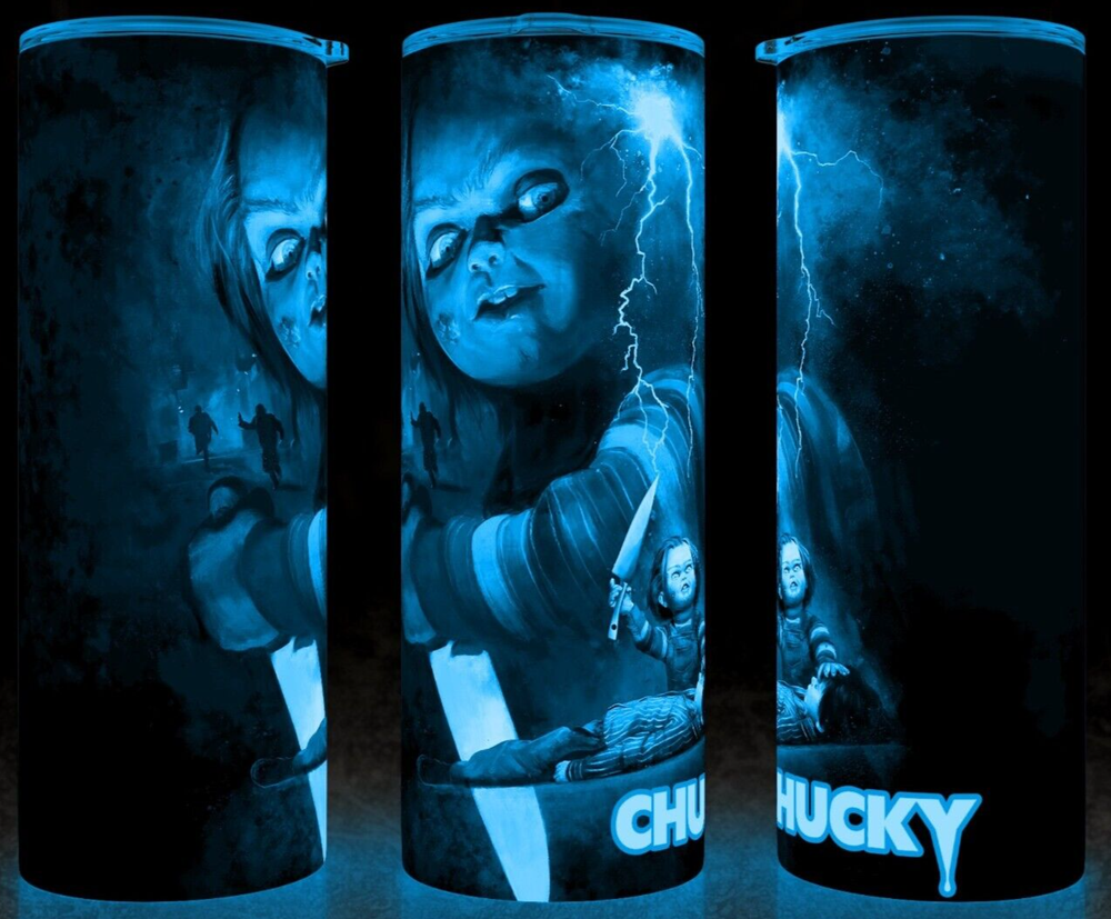 Glow in the Dark Chucky Child's Play with Knife Cup Mug Tumbler 20oz