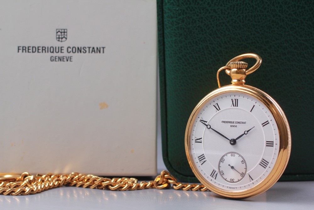Frederique Constant 17 Jewels Geneve Hand-Winding Pocket Watch Full Set MINT