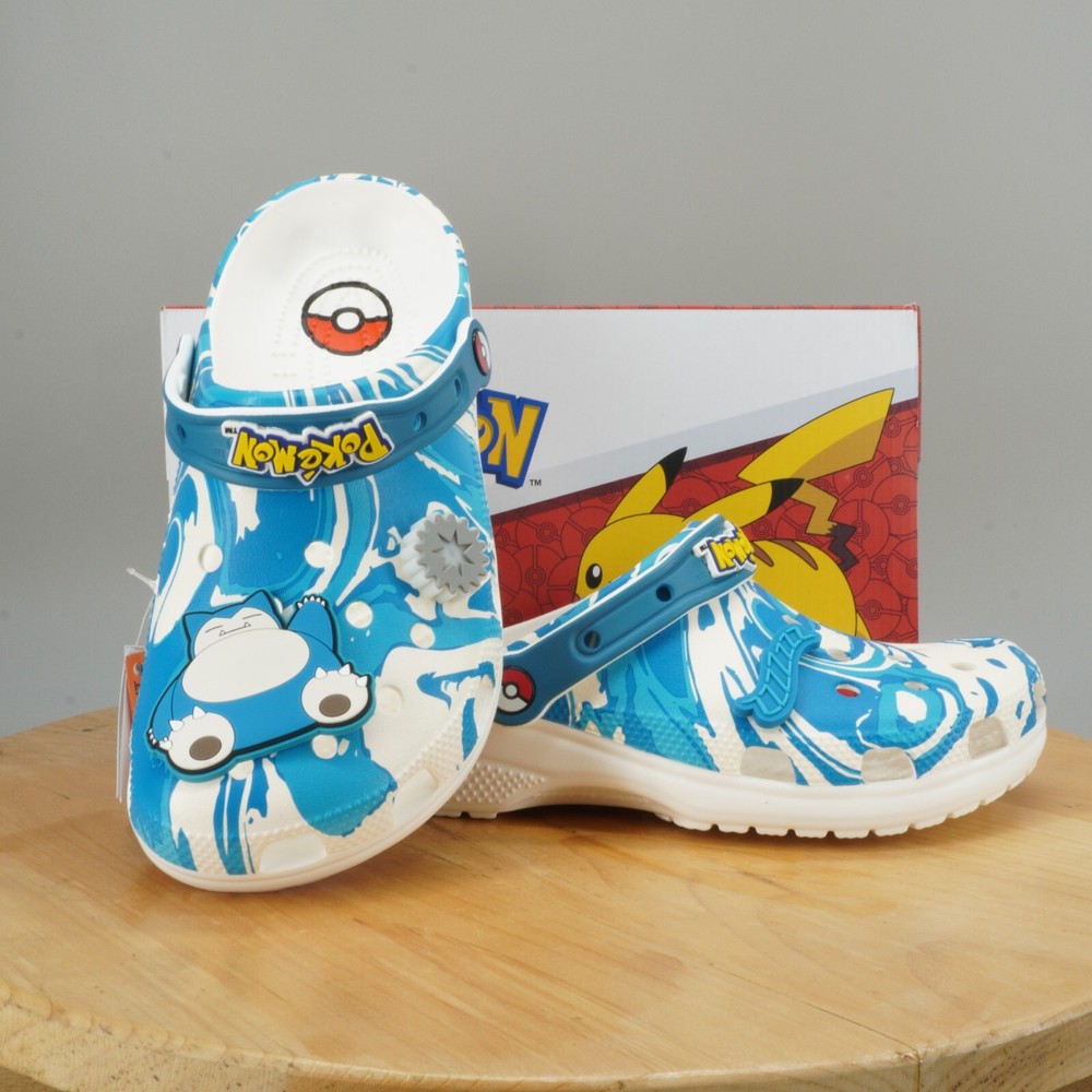 Crocs x Pokemon Snorlax Classic Clogs Womens Size 8 Blue White Comfort Shoes NEW