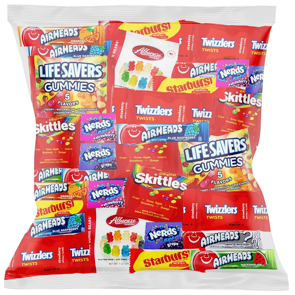 Halloween Bulk Assorted Candy Pack with Starburst Skittles Gummy Life Savers and Airheads
