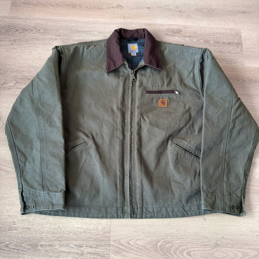 Carhartt J97 Detroit Jacket Moss Green Size M Blanket Lined Workwear Vintage