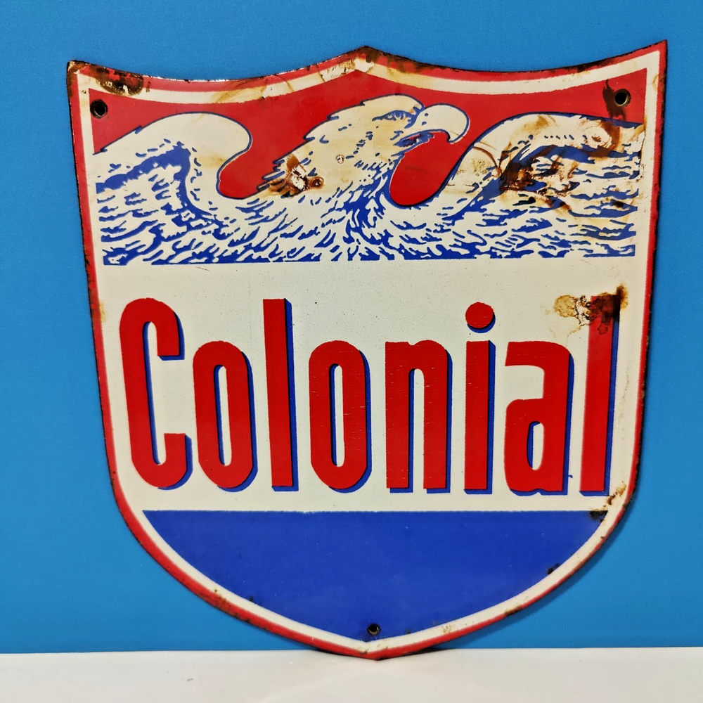 Vintage Colonial Porcelain Enamel Metal Sign 7