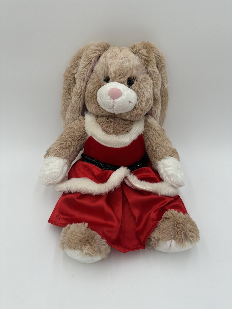 BAB Build A Bear Cinnamon Swirl Bunny Rabbit w/ Red Christmas Dress