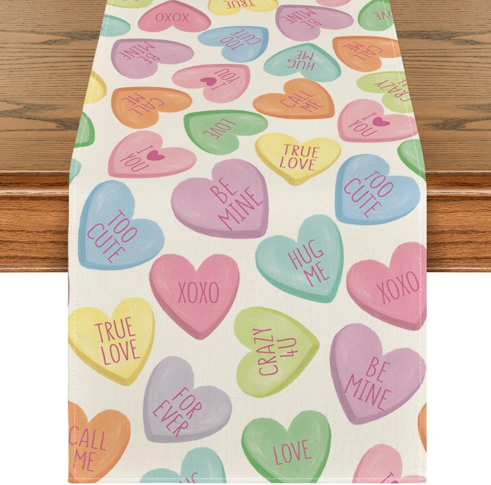 True Love Heart Valentine’s Day Table Runner for Seasonal Kitchen and Dining Decor