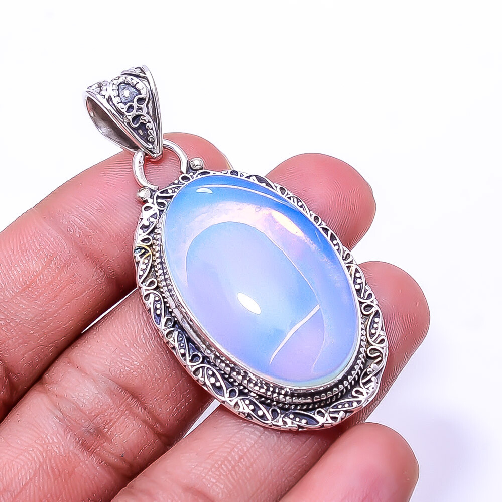 Milky Opal Fine Art 925 Sterling Silver Pendant 2.15