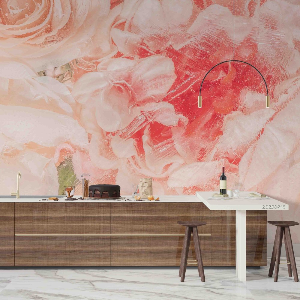 3D Pink Rose Plant Wall Murals Wallpaper Murals Wall Sticker