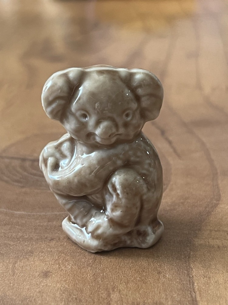 Wade Whimsies Koala Miniature Figurine Brown Red Rose Tea England Collectible