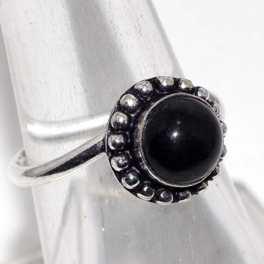 Black Onyx 925 Silver Plated Gemstone Ring US 7.5 Gifts For GirlFriend JW
