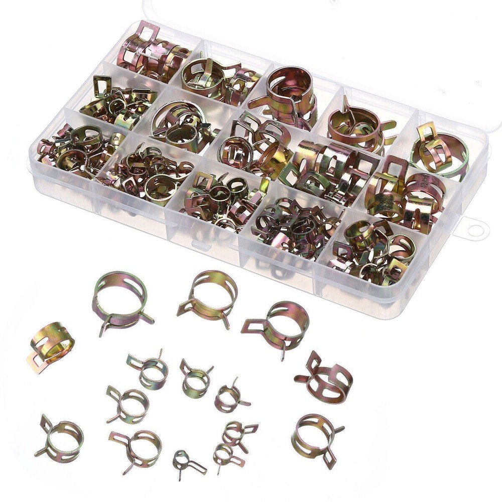 115PC 6-22mm Spring Hose Clamps Fastener Fuel Water Line Pipe Air Tube Clips Kit
