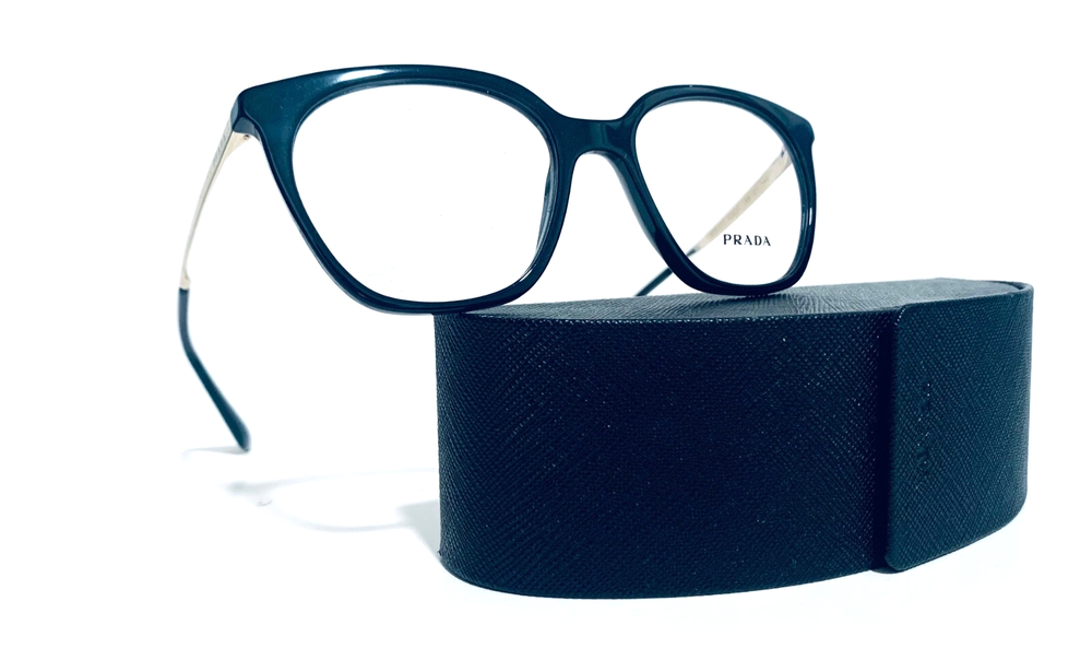 Prada VPR11T Black Gold Cat Eye RX Eyeglasses 51-17-140 Italy