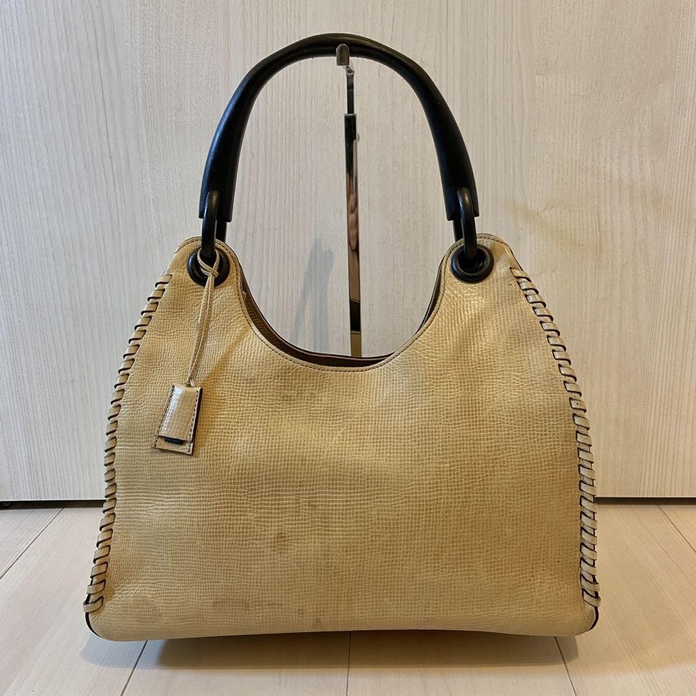Gucci Wood Leather Python Tote Bag with Braided Bed Charm